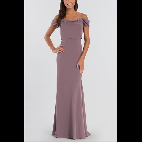 LIKE NEW 8 Jenny Yoo Fig Stretch Crepe 1511 Sabine Dress Size 8 - Picture 4 of 16